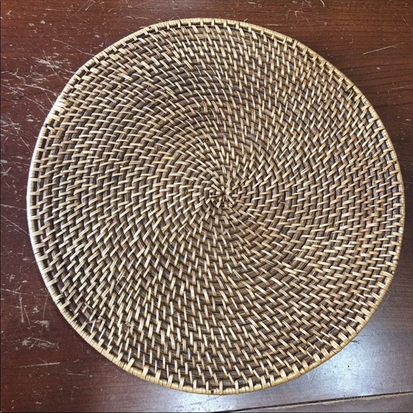 2 each Round Rattan Placemat. 14" dia. Handcrafted - Picture 4 of 5